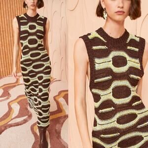 Ulla Johnson Arabella Knit Maxi Dress Women 0 Brown Laguna Sleeveless Ribbed